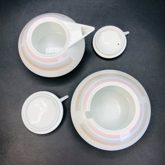 Vintage Ranmaru Tempo PEONY Creamer Sugar Set - Japan - Mid Century - RARE - Picture 4 of 10